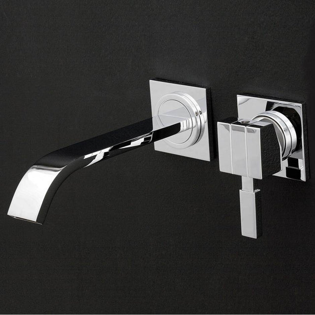 Lacava - ROUGH - Wall-mount two-hole faucet featuring natural water flow, with one lever handle on the right, no backplate. - Brushed Nickel