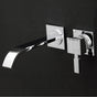 Lacava - TRIM - Wall-mount two-hole faucet featuring natural water flow, with one lever handle on the right, no backplate. - Brushed Nickel