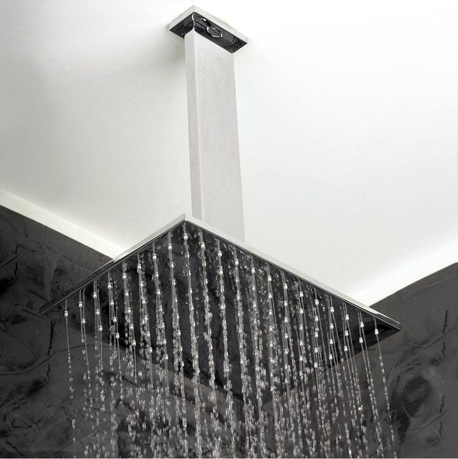 Lacava - Ceiling-mount tilting rectangular rain shower head, 117 rubber nozzles. Arm and flange sold separately. - Polished Chrome