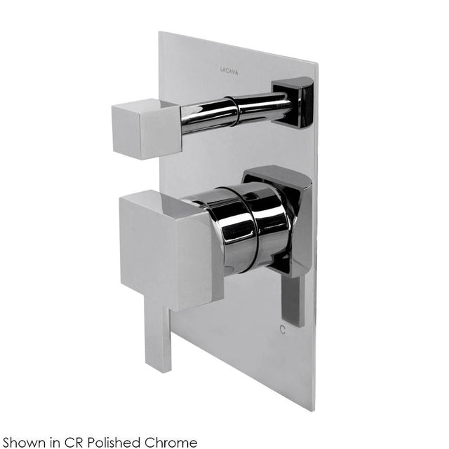 Lacava - TRIM ONLY - Built-in pressure balancing mixer with 2-way diverter, lever handle and squared backplate. Water flow rate: 4.67 gpm at 60 psi. - Brushed Nickel