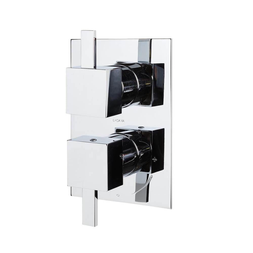 Lacava - Kubista trim - Built-in progressive pressure balancing mixer with volume control, two lever handles and rectangular backplate. Water flow rate: 4.2 gpm at 43.5 psi. Rough-in No. VPBP1 sold separately. W: 5-1/8'', H: 7-1/4'' - Brushed Nickel