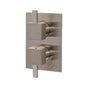 Lacava - Built-in progressive pressure balancing mixer with 2-way diverter, two lever handles and a rectangular backplate. Water flow rate: 4.2 gpm at 43.5 psi. Rough-in No. VPBP2 sold separately. 5-1/8''W, 7-1/4''H - Brushed Nickel
