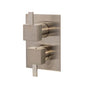 Lacava - Built-in progressive pressure balancing mixer  with 3- way diverter, two lever handles and a retangular backplate. Water flow rate: 5.6 gpm at 45 psi. - Brushed Nickel