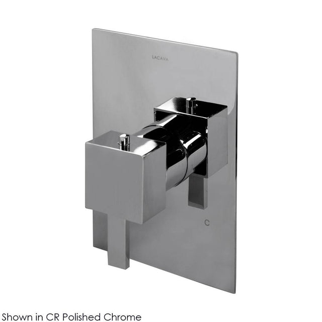 Lacava - TRIM ONLY - Built-in thermostatic valve with single handle and rectangular backplate. Water flow rate: 10.5 gpm at 43.5 psi. - Brushed Nickel