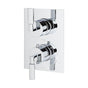 Lacava - TRIM ONLY - Thermostatic Valve w/1 way volume, GPM 9 (60PSI) with rectangular back plate and 2 stacked lever handles - Brushed Nickel