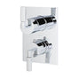 Lacava - TRIM ONLY - Thermostatic Valve w/ 3 way sahred diverter + OFF,  GPM 8 (60PSI) with rectangular back plate and 2 stacked square  handles - Polished Chrome