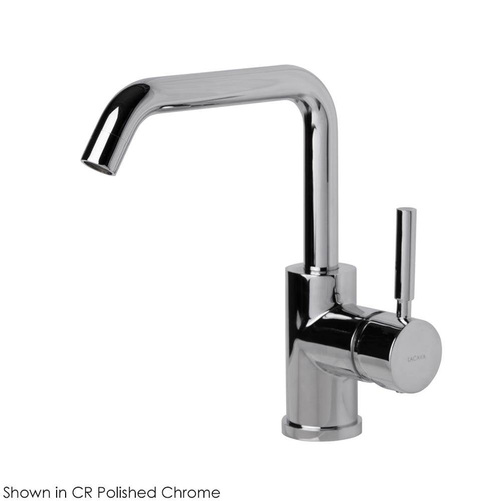 Lacava - Deck-mount single-hole faucet with a squared-gooseneck swiveling spout, one lever handle, and a pop-up drain. - Polished Nickel