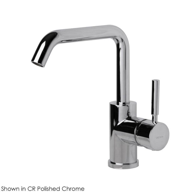 Lacava - Deck-mount single-hole faucet with a squared-gooseneck swiveling spout, one lever handle, and a pop-up drain. - Polished Nickel