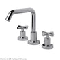 Lacava - Deck-mount three-hole faucet with a squared-gooseneck swiveling spout, two cross handles, and a pop-up drain. - Polished Nickel