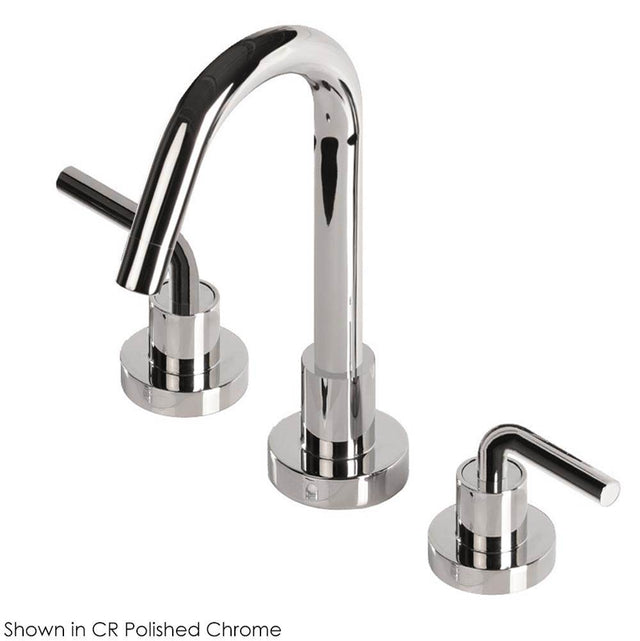 Lacava - Deck-mount three-hole faucet with a gooseneck swiveling spout, two curved lever handles, and a pop-up drain. - Polished Nickel