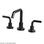 Lacava - Deck-mount three-hole faucet with a squared-gooseneck swiveling spout, two curved lever handles, and a pop-up drain. - Polished Nickel