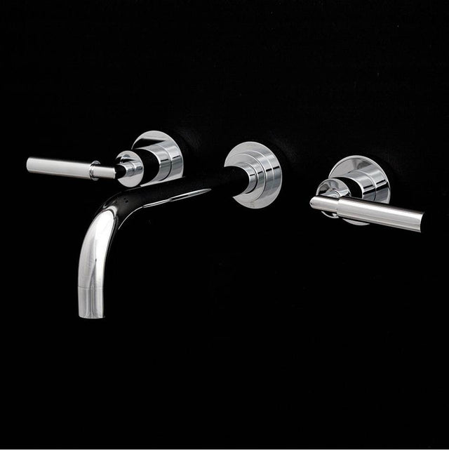 Lacava - ROUGH - Wall-mount three-hole faucet with two lever handles, no backplate, spout 9 7/8''. - Polished Nickel