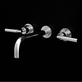 Lacava - ROUGH - Wall-mount three-hole faucet with two lever handles, no backplate, spout 6''. - Polished Nickel