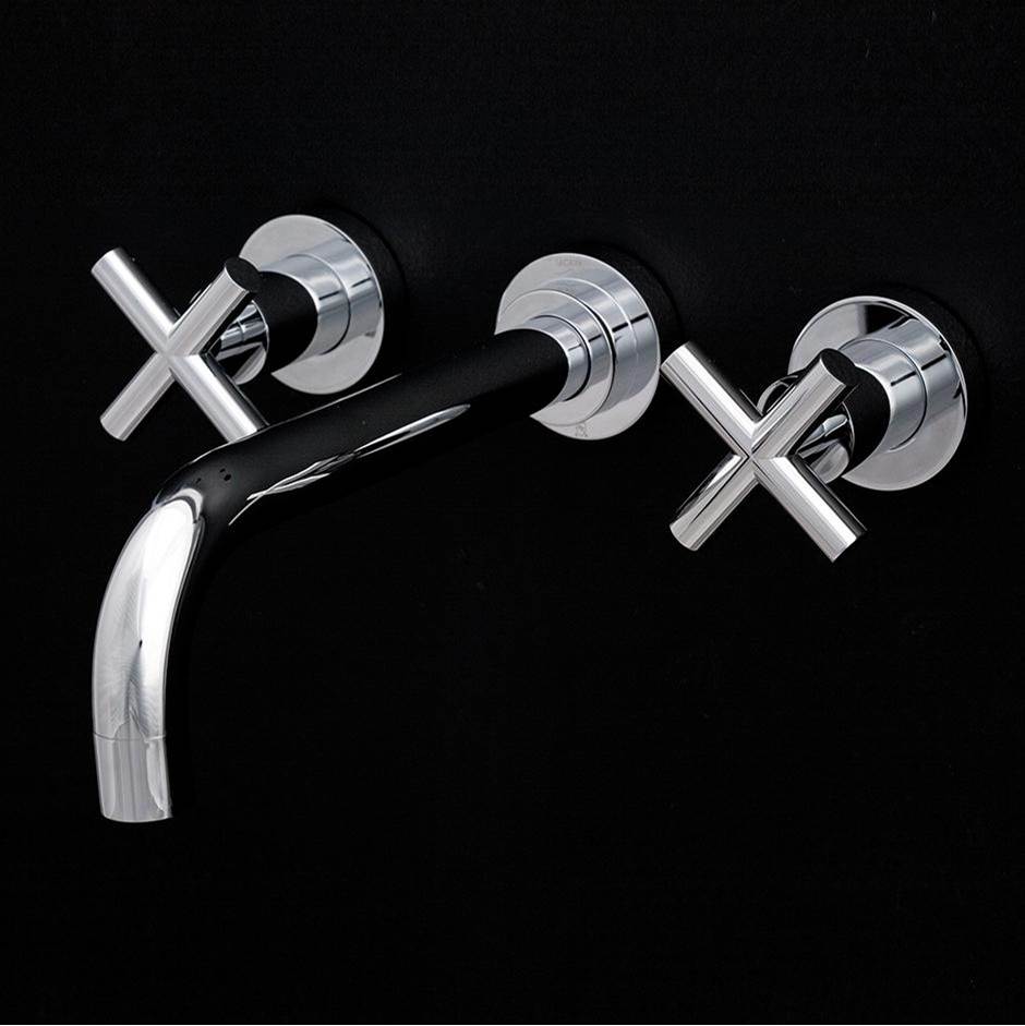 Lacava - TRIM - Wall-mount three-hole faucet with three-hole faucet with two cross handles, no backplate, spout 9 7/8''. - Polished Nickel