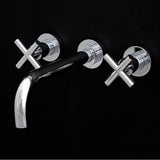 Lacava - ROUGH - Wall-mount three-hole faucet with three-hole faucet with two cross handles, no backplate, spout 9 7/8''. - Polished Nickel