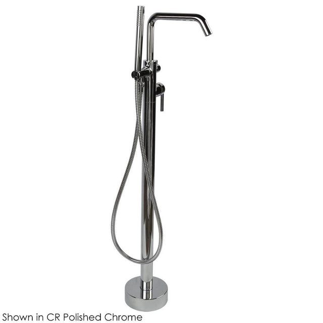 Lacava - Floor-standing tub filler 37 1/4''H with one curved lever handle, square spout, two-way diverter, and hand-held shower with 59'' flexible hose. - Polished Nickel