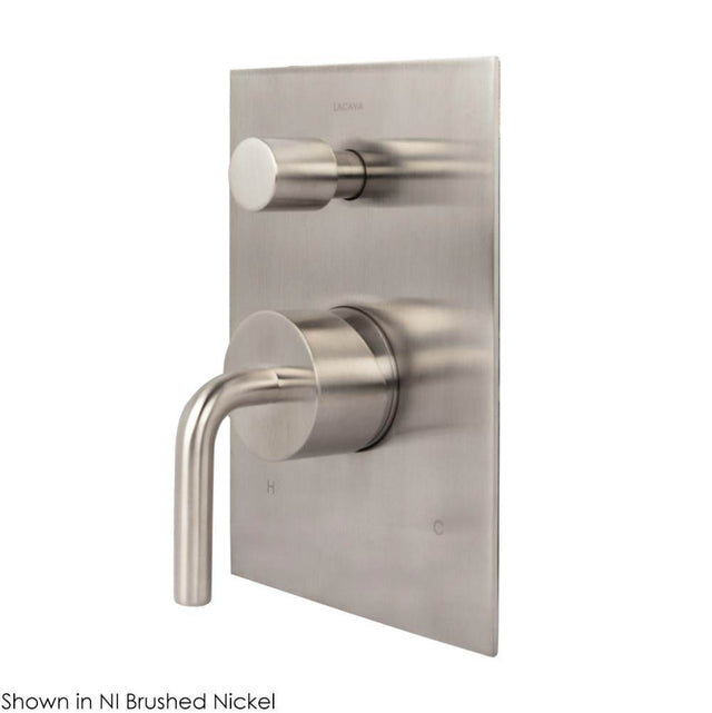 Lacava - TRIM ONLY - Balanced Mixer with 2-way diverter with curved lever handle and square backplate  - Flow rate: 4.0 GPM (43.5 PSI) - Polished Nickel
