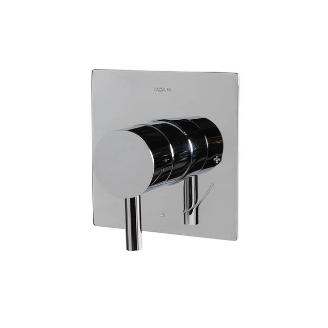 Lacava - Cigno trim - Built-in progressive pressure balancing mixer with a lever handle and squared backplate. Water flow rate: 5.6 gpm at 43.5 psi. W: 5'', H: 5'' - Rough-in No. VPBP sold separately - Polished Nickel