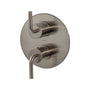 Lacava - Cigno trim - Built-in progressive pressure balancing mixer with volume control, two curved lever handles and a rounded backplate. Water flow rate: 4.2 gpm at 43.5 psi. Rough-in No. VPBP1 sold separately. DIAM: 7-1/4'' - Polished Nickel