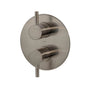 Lacava - Cigno trim - Built-in progressive pressure balancing mixer with volume control, two lever handles and a rounded backplate. Water flow rate: 4.2 gpm at 43.5 psi. Rough-in No. VPBP1 sold separately. DIAM: 7'1/4'' - Polished Nickel