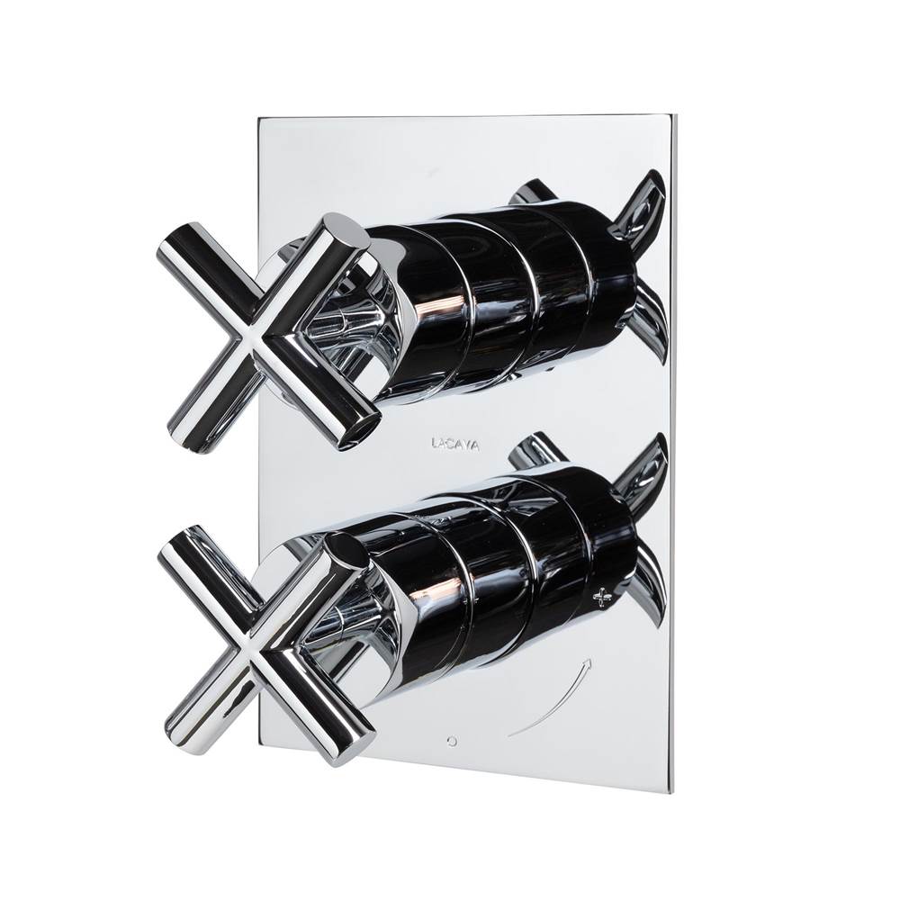 Lacava - Built-in progressive pressure balancing mixer with 2-way diverter, two cross handles and a rectangular backplate. Water flow rate: 4.2 gpm at 43.5 psi. Rough-in No. VPBP2 sold separately. 5-1/8''W, 7-1/4''H - Polished Nickel