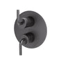 Lacava - Built-in progressive pressure balancing mixer  with 3- way diverter, two curved lever handles and a round  backplate. Water flow rate: 5.6 gpm at 45 psi. - Polished Nickel