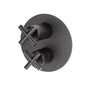 Lacava - Built-in progressive pressure balancing mixer  with 3- way diverter, two cross handles and a round backplate. Water flow rate: 5.6 gpm at 45 psi. - Polished Nickel