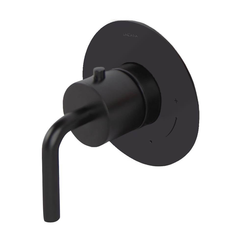 Lacava - TRIM ONLY - Regular Thermostat, flow rate 10 GPM, curved lever handle on round knob, round backplate - Polished Nickel
