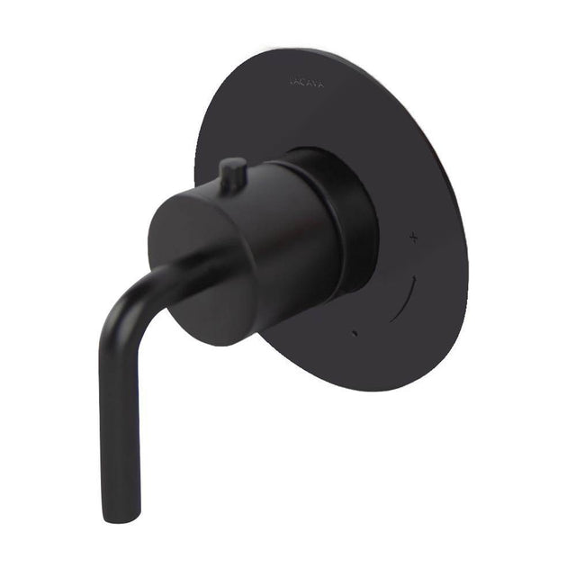 Lacava - TRIM ONLY - Regular Thermostat, flow rate 10 GPM, curved lever handle on round knob, round backplate - Polished Nickel