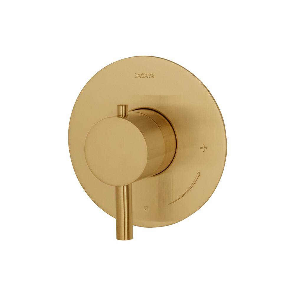 Lacava - TRIM ONLY - Built-in thermostatic valve with single handle and round backplate. Water flow rate: 10.5 gpm at 43.5 psi. - Polished Nickel