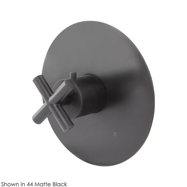 Lacava - TRIM ONLY - Thermostatic Valve GPM 10 (60PSI) with round back plate and cross handle - Polished Nickel