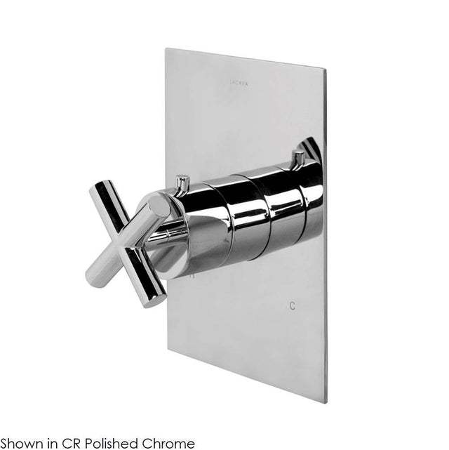 Lacava - TRIM ONLY - Thermostatic Valve GPM 10 (60PSI) with rectangular back plate and cross handle - Polished Nickel