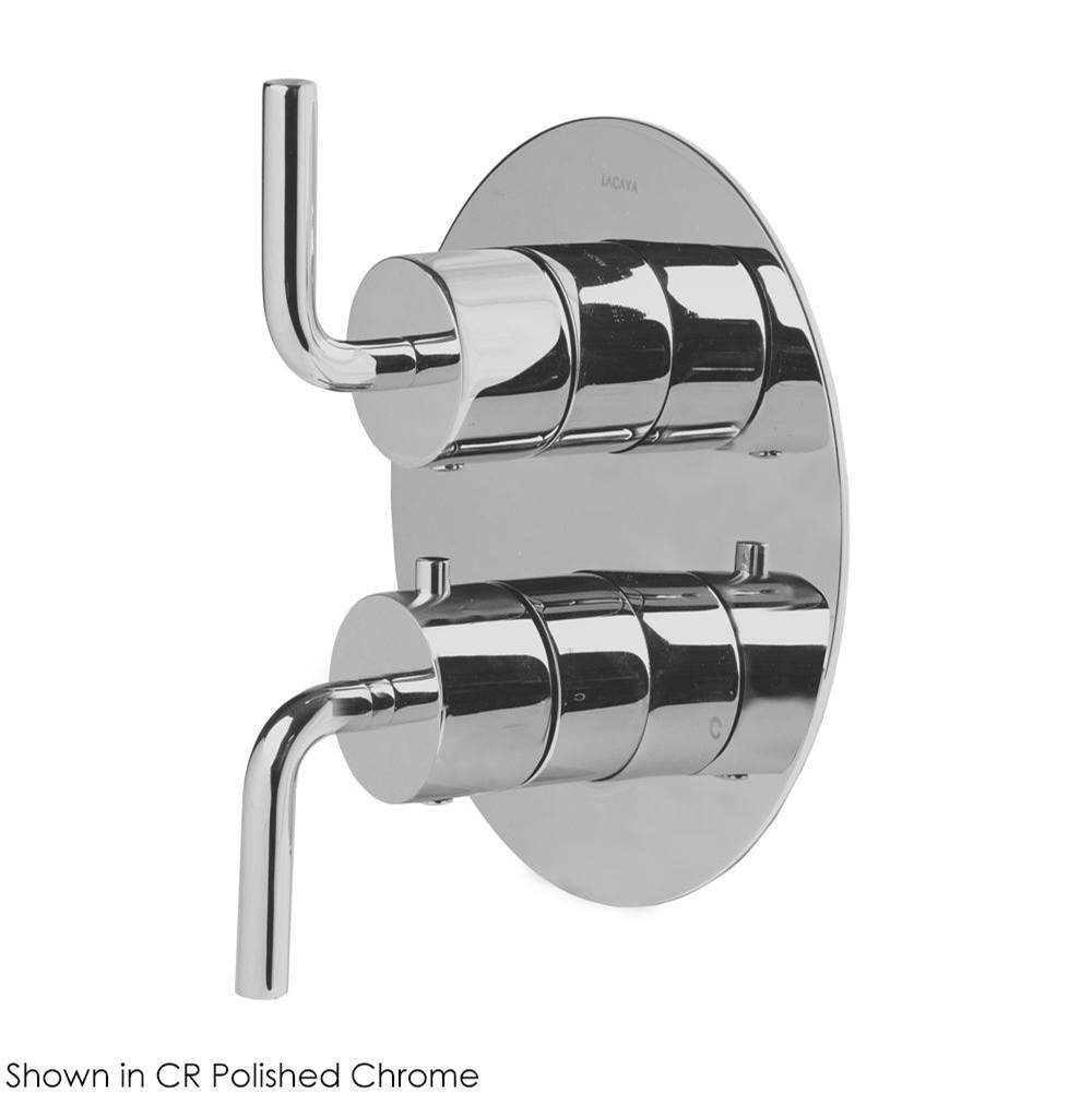 Lacava - TRIM ONLY - Thermostat w 1-way volume with curved lever handles on round knobs, round back plate, flow rate 6.1 GPM - Polished Nickel