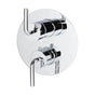 Lacava - TRIM ONLY - Thermostat w 2-way shared diverter + OFF, GPM 6.1 (43.5PSI) curved lever handls on round knob, round back plate - Polished Chrome