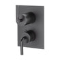Lacava - TRIM ONLY - Thermostat w 2-way shared diverter + OFF, GPM 6.1 (43.5PSI) curved lever handls on round knob, square back plate - Matte Black