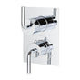 Lacava - TRIM ONLY - Thermostat w 3-way shared diverter + OFF, flow rate 6.1 GPM (43.5 PSI)curved lever handles, square back plate - Polished Chrome