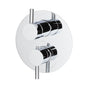 Lacava - TRIM ONLY - Thermostatic Valve w/3 way diverter + OFF,  GPM 8 (60PSI) with round back plate and 2 stacked  round lever handles - Polished Nickel