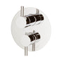 Lacava - TRIM ONLY - Thermostatic Valve w/ 3 way shared diverter + OFF,  GPM 8 (60PSI) with round back plate and 2 stacked  round lever handles - Polished Nickel