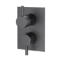 Lacava - TRIM ONLY - Thermostatic Valve w/ 2 way shared diverter + OFF,  GPM 8.5 (60PSI) with round back plate and 2 stacked round lever handles - Matte Black
