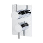 Lacava - TRIM ONLY - Thermostatic Valve w/ 2 way shared diverter + OFF,  GPM 8.5 (60PSI) with round back plate and 2 stacked round lever handles - Polished Chrome