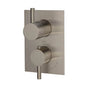 Lacava - TRIM ONLY - Thermostatic Valve w/ 2 way shared diverter + OFF,  GPM 8.5 (60PSI) with round back plate and 2 stacked round lever handles - Brushed Nickel