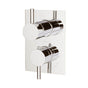 Lacava - TRIM ONLY - Thermostatic Valve w/ 2 way shared diverter + OFF,  GPM 8.5 (60PSI) with rectangular back plate and 2 stacked round lever handles - Polished Nickel
