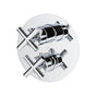 Lacava - TRIM ONLY - Thermostatic Valve w/ 3 way shared diverter + OFF,  GPM 8 (60PSI) with round back plate and 2 stacked cross handles - Polished Chrome