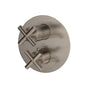 Lacava - TRIM ONLY - Thermostatic Valve w/ 3 way shared diverter + OFF,  GPM 8 (60PSI) with round back plate and 2 stacked cross handles - Brushed Nickel
