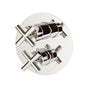Lacava - TRIM ONLY - Thermostatic Valve w/ 2 way shared diverter + OFF,  GPM 8.5 (60PSI) with round back plate and 2 stacked cross handles - Polished Nickel