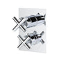 Lacava - TRIM ONLY - Thermostatic Valve w/ 2 way shared diverter + OFF,  GPM 8.5 (60PSI) with rectangular back plate and 2 stacked cross handles - Polished Chrome