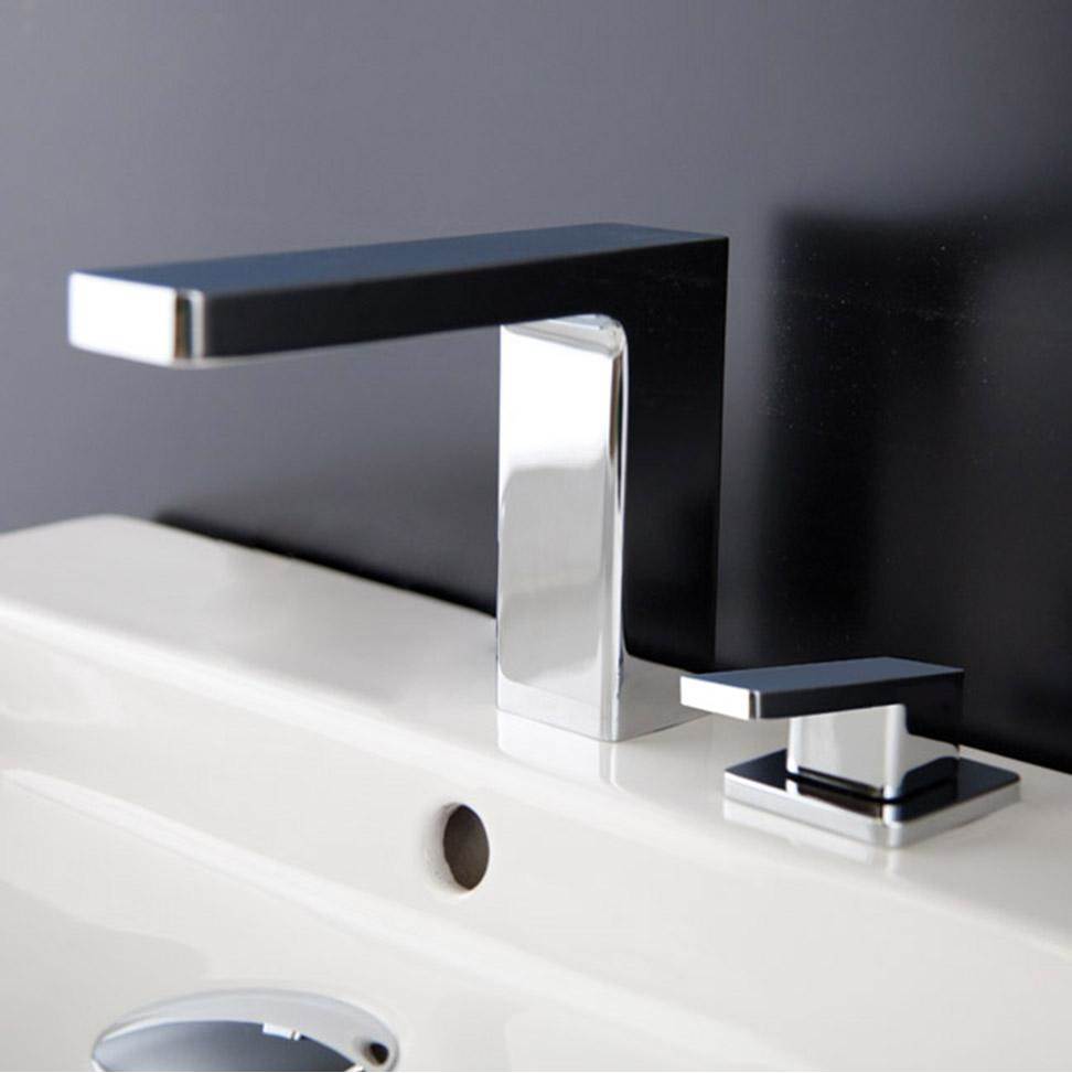 Lacava - Deck mount two hole faucet with a square neck spout, lever handle, and a pop up drain SPOUT: 6'', H:5 1/8'' - Polished Nickel