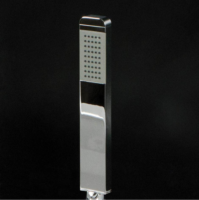 Lacava - Hand-held rounded rectangle shower head with 59-inch flexible hose, rain jet. W: 1 3/8'', D: 5/8'', H: 9''. - Polished Nickel