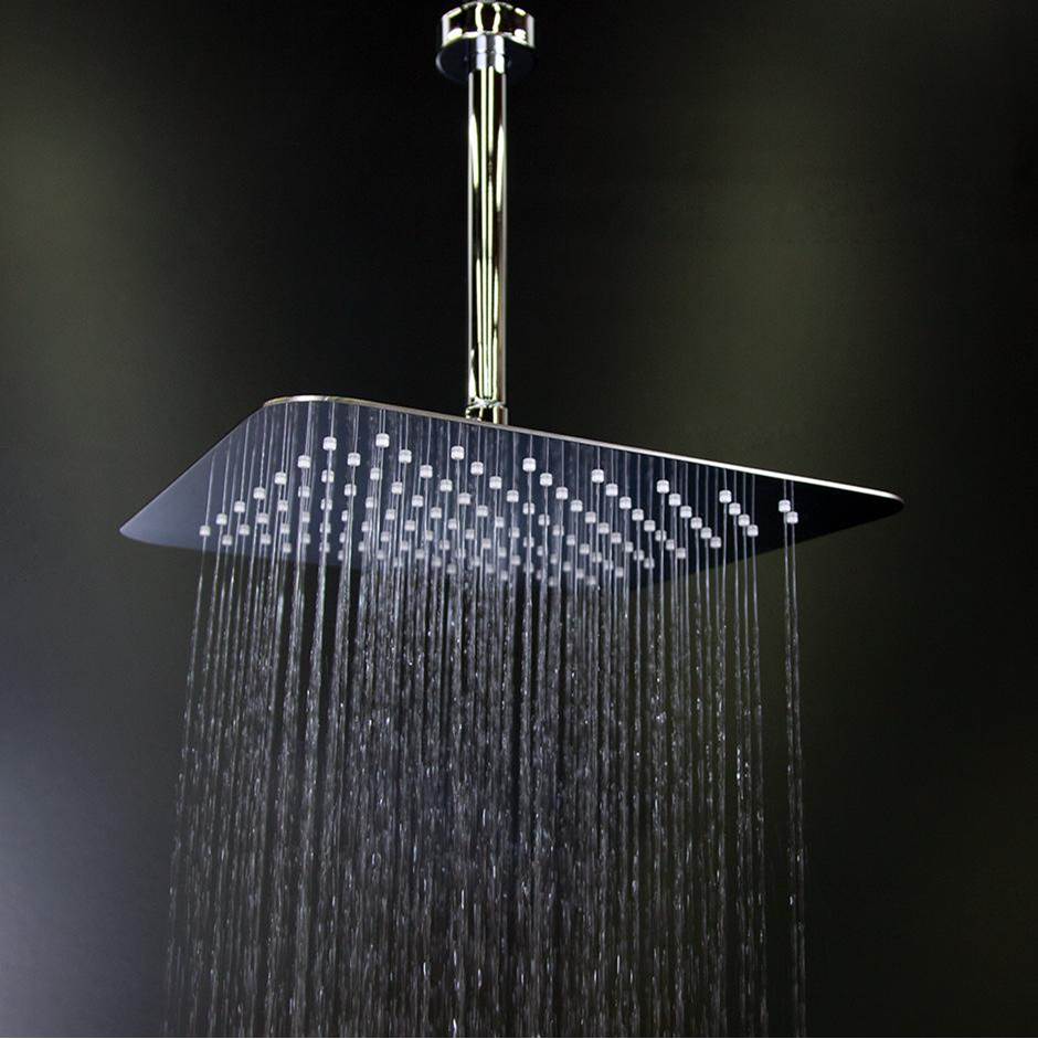 Lacava - Ceilling mount tilting square rain shower head with ultra thin edge and flow regulator  3. - Polished S Steel