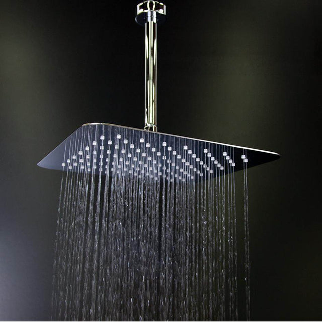 Lacava - Ceilling mount tilting square rain shower head with ultra thin edge and flow regulator  3. - Polished S Steel